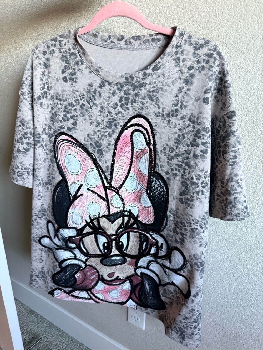 Minnie Mouse Graphic Tee in Gray with Pink Accents